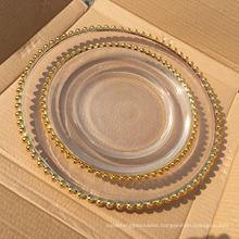 gold plated shiny glass charger plates for wedding